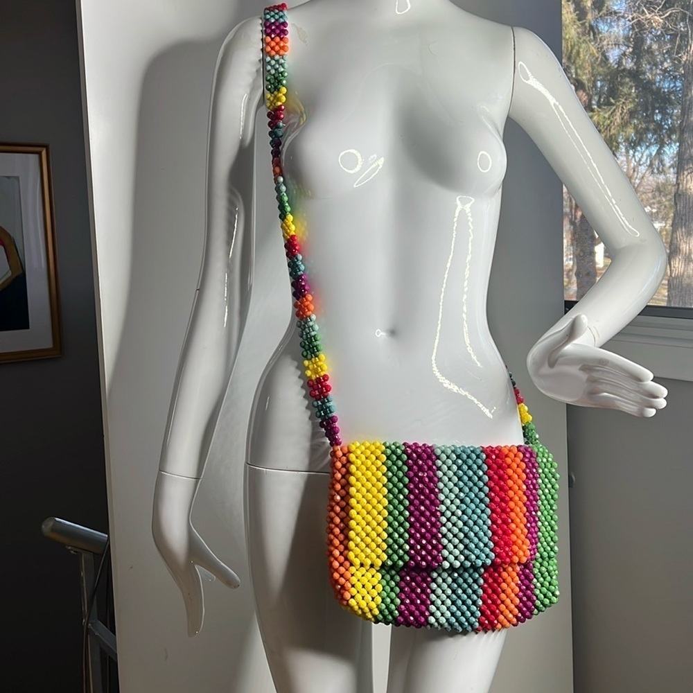 Cynthia Rowley Multi Color Beaded Vintage Inspired Crossbody Bag
